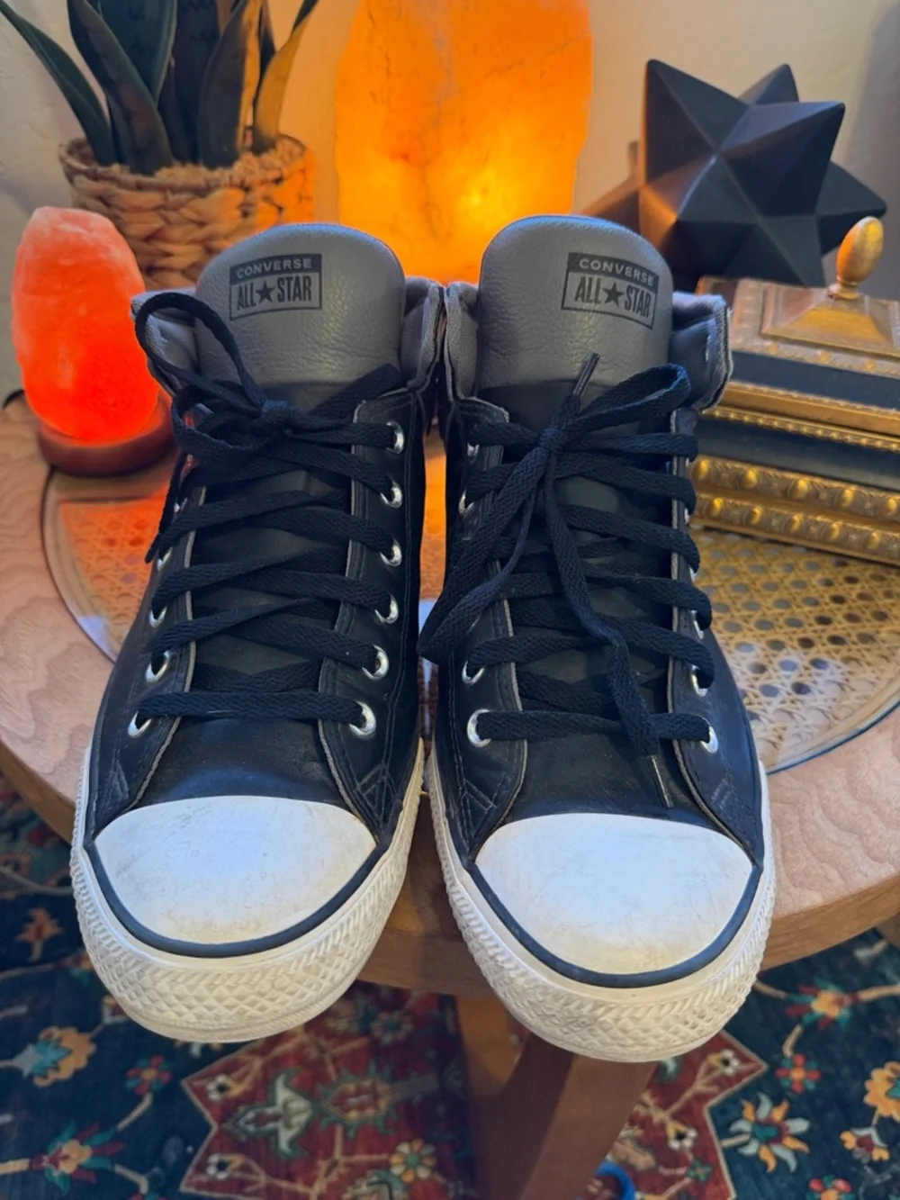 Converse Men’s Black and Gray High-Top Sneakers - Picture 2 of 9
